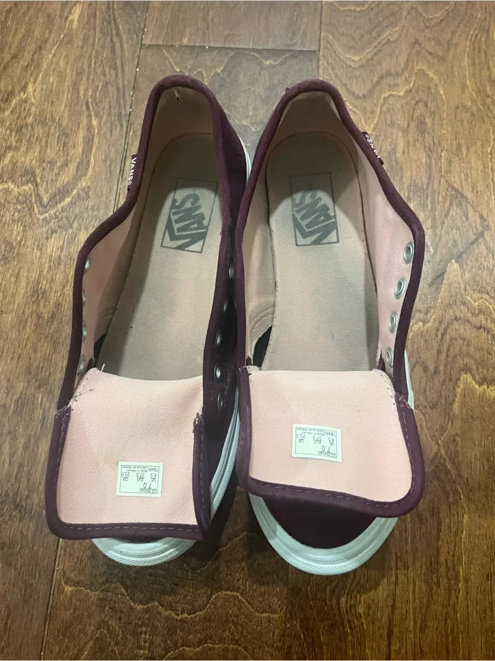 Vans Low-Top Canvas Sneakers in Plum and White